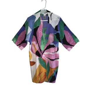 Chicos Summer Romance Tropical Midi Kimono Jacket Open Front Cardigan Womens SM